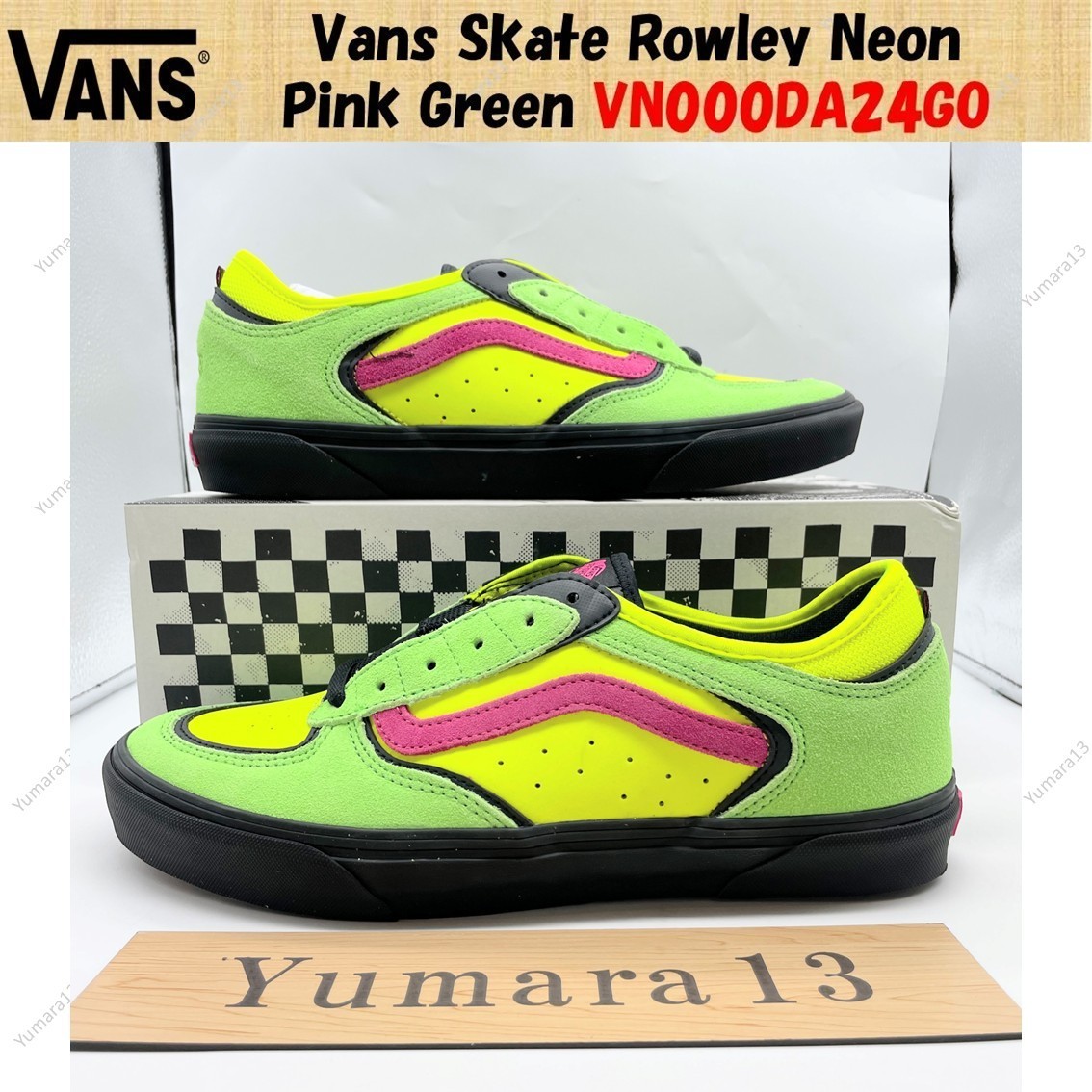 Vans Skate Rowley Neon Pink Green VN000DA24GO Men's Size