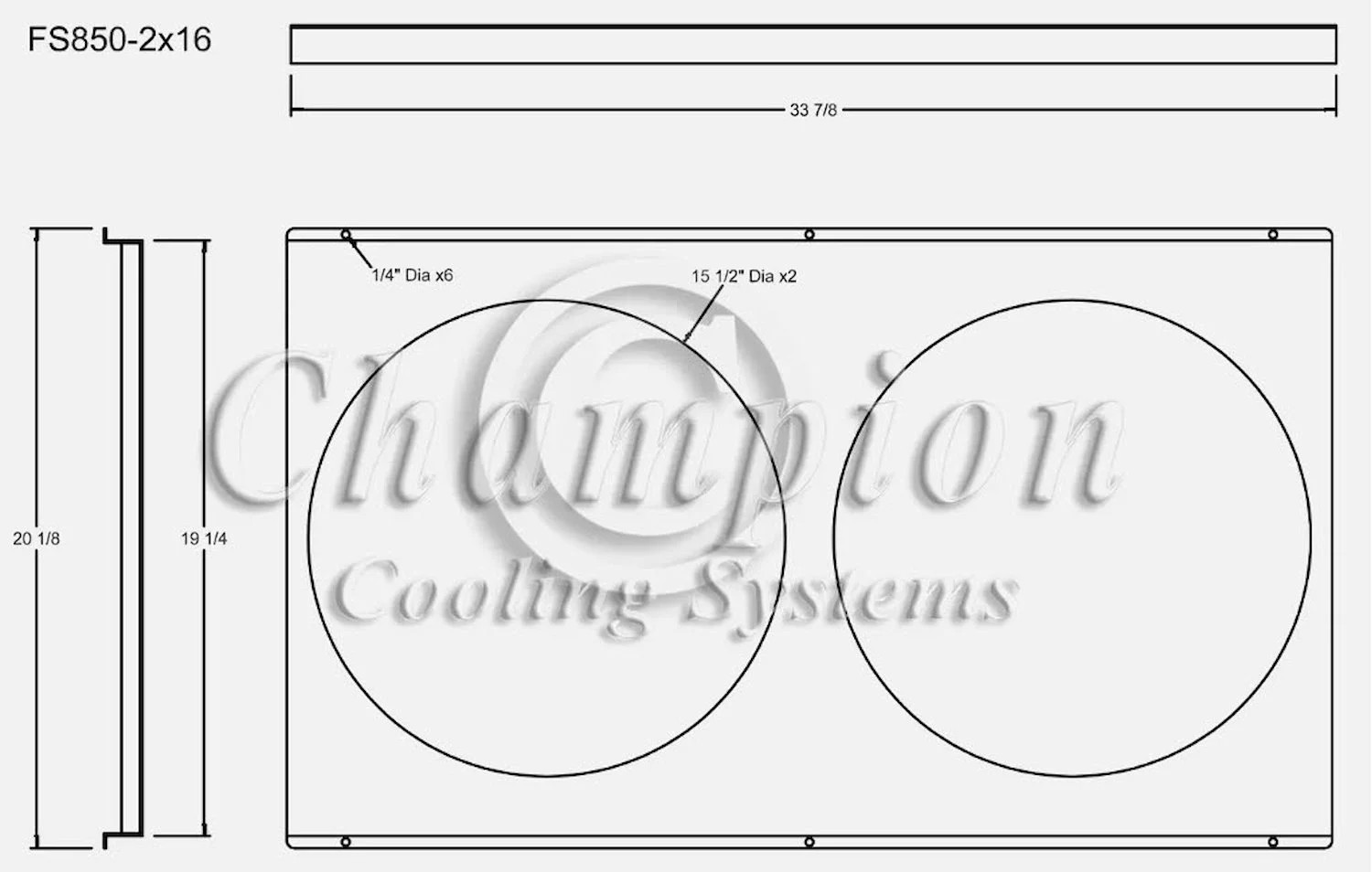 Champion Cooling Systems FS850-2X16 Aluminum Fan Shroud for CC850 Aluminum