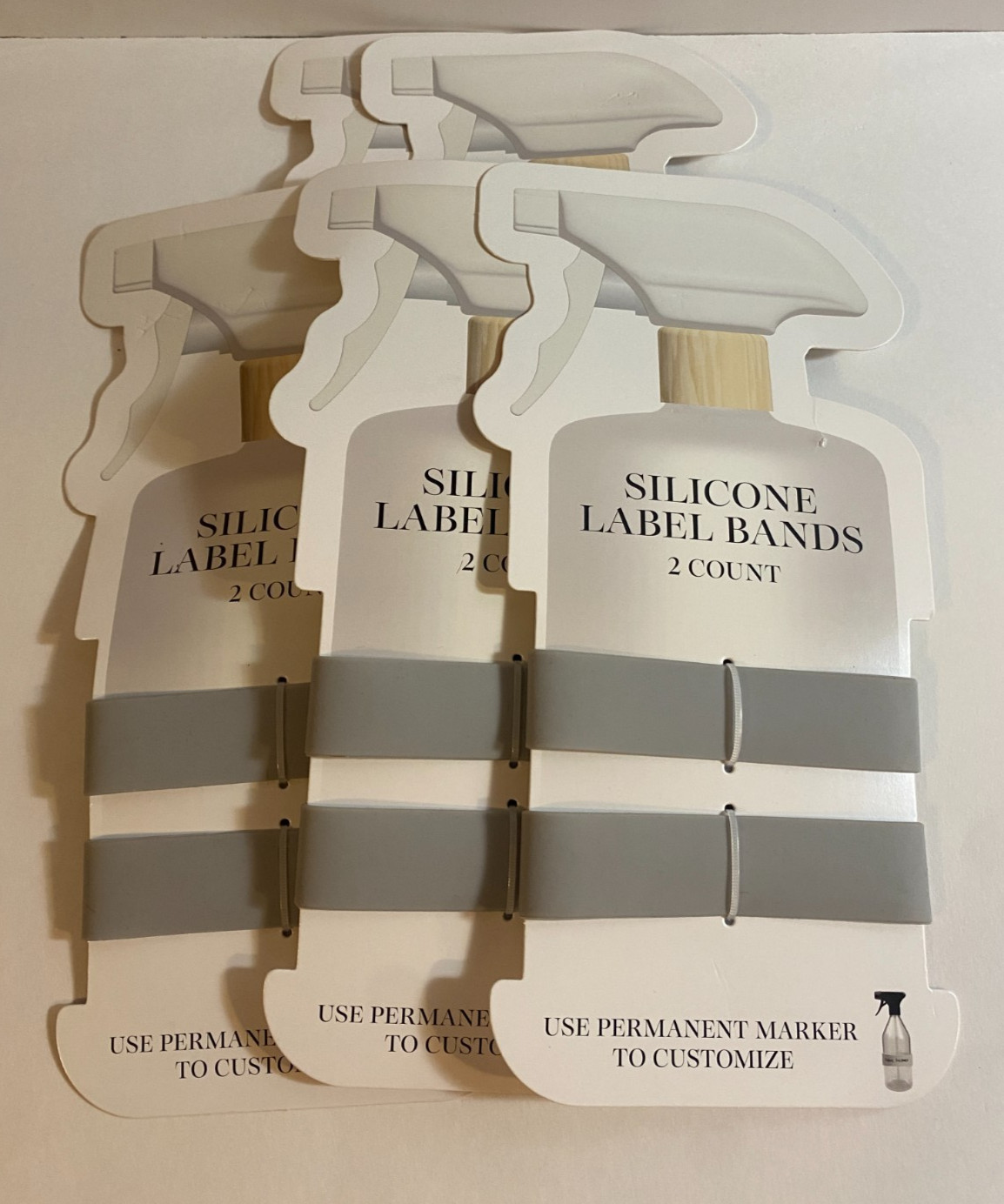 5 sets of 2 Count Silicone Label Bands - Gray