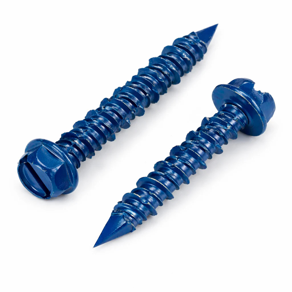BULK BOX! 3/16"x1 3/4" Indent Hwh Unslot Commercial Concrete Screws Blue 2500pcs