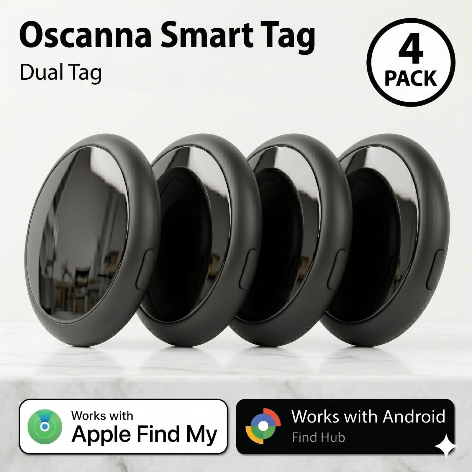 Airtag Alternative Works with Apple Find My & Android Find Hub 4 Pack