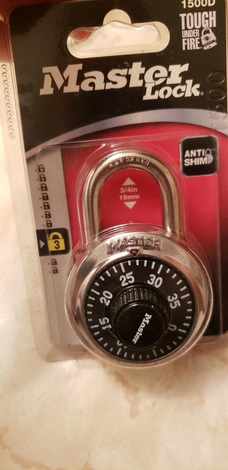 Master Lock Combination Padlock, 1500D, New, 3/4 In. ( 19mm)