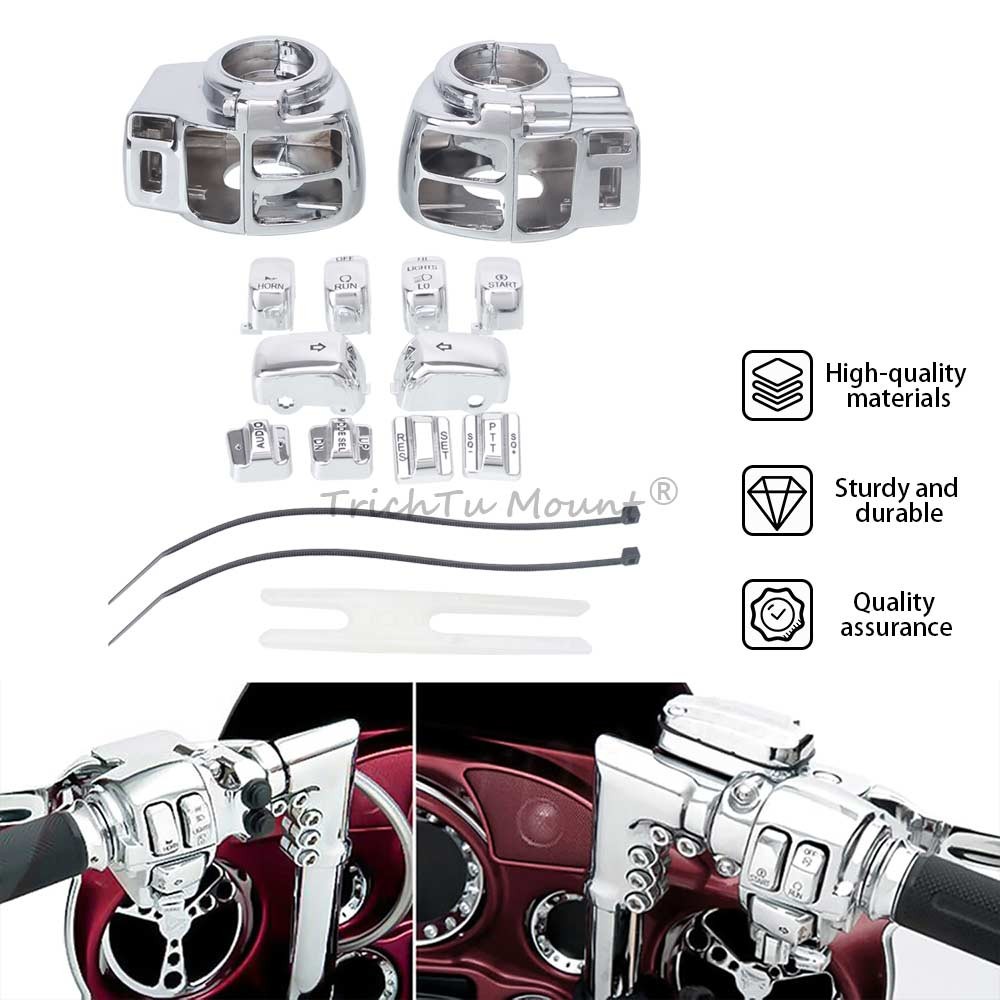 Chrome Switch Cap kit Housings Cover for Harley Electra Glide road glide king