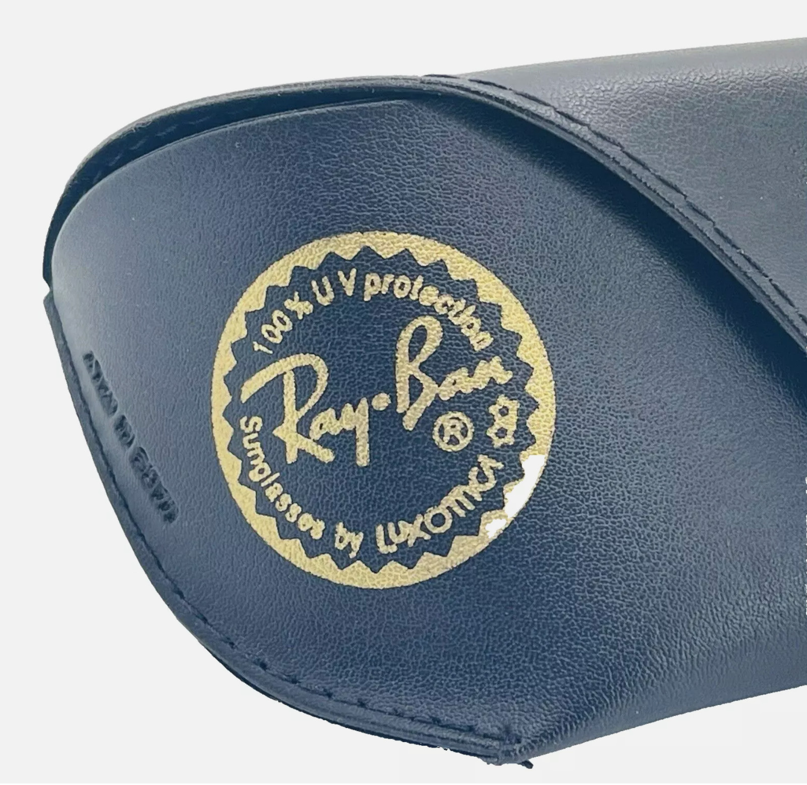 RAY BAN BLACK LEATHER EYEGLASSES SUNGLASSES CASE SNAP BUTTON AUTHENTIC NEW