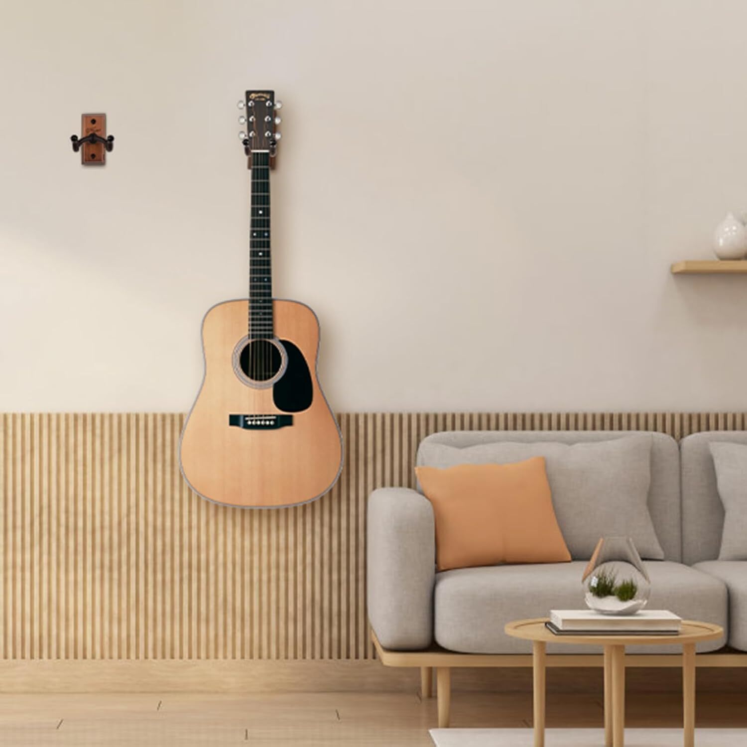 Guitar Wall Mount, 2 Pack Hanger, Hanger Saddle Brown