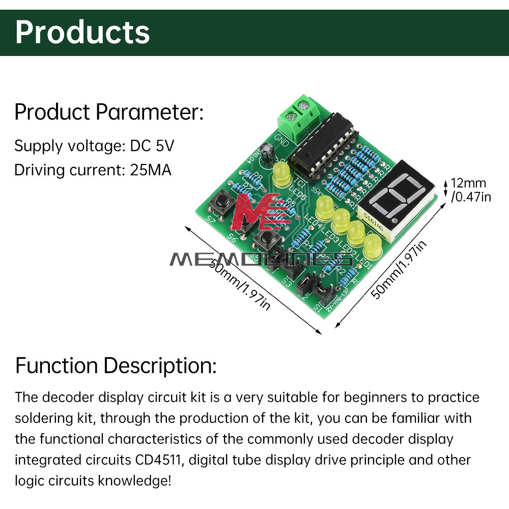 DC 5V DIY LED Decoding Display Electronic Parts DIY PCB Soldering Practice Kit