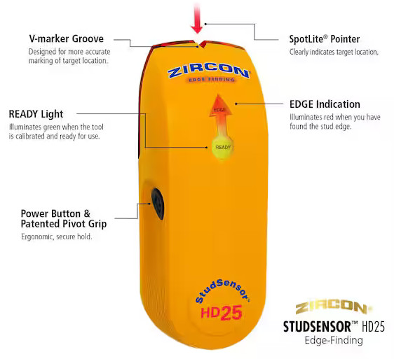 Zircon Stud Sensor HD25 Stud Finder