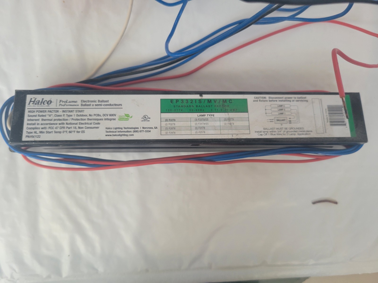 Halco Ballast EP332IS/MV/MC Fluorescent 120/277V