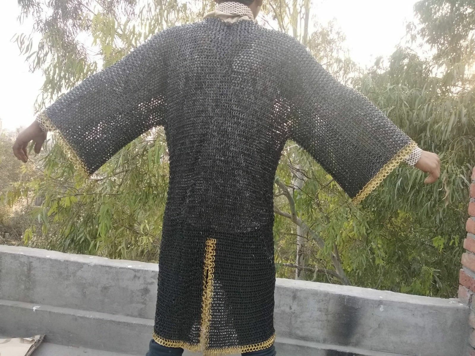 Chainmail Shirt 9 mm Flat Ring Dome Riveted With Solid Ring Blackened large
