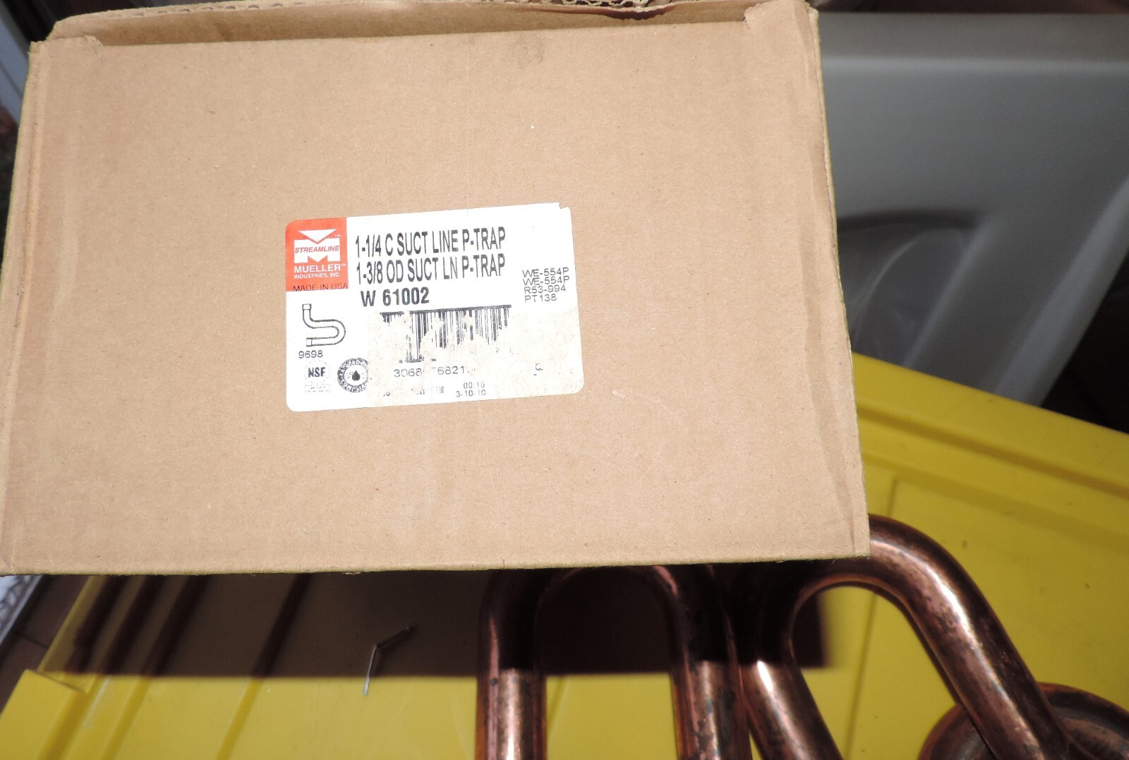 4 HVAC Copper W61002 MUELLER 1-3/8" OD  Suction Line P-Trap CxC  Size 1 1/4" CxC
