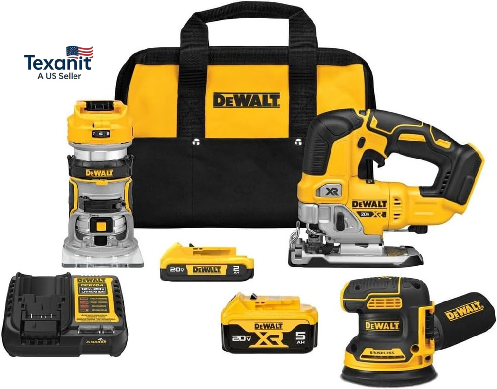 20V MAX* 3-Tool Combo Kit, Brushless Cordless Router Tool, Random Orbital Sander