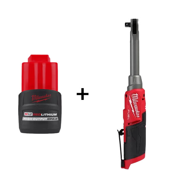 Milwaukee 2569-20 M12 Fuel 3/8" Extended Reach High Speed Ratchet + 2.5a Battery