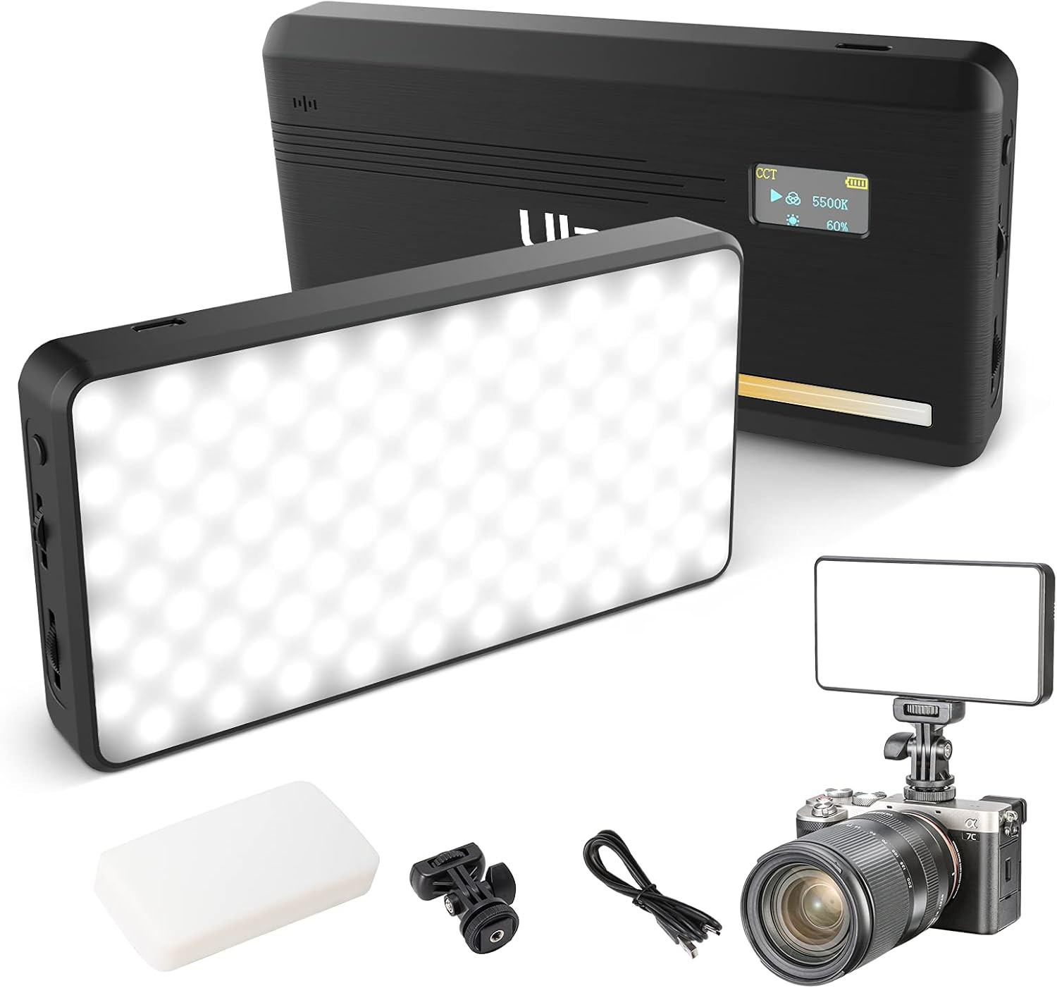 ULANZI VL200 Bi-Color LED Video Light, On-Camera Video Light, Type-C Rechargeabl