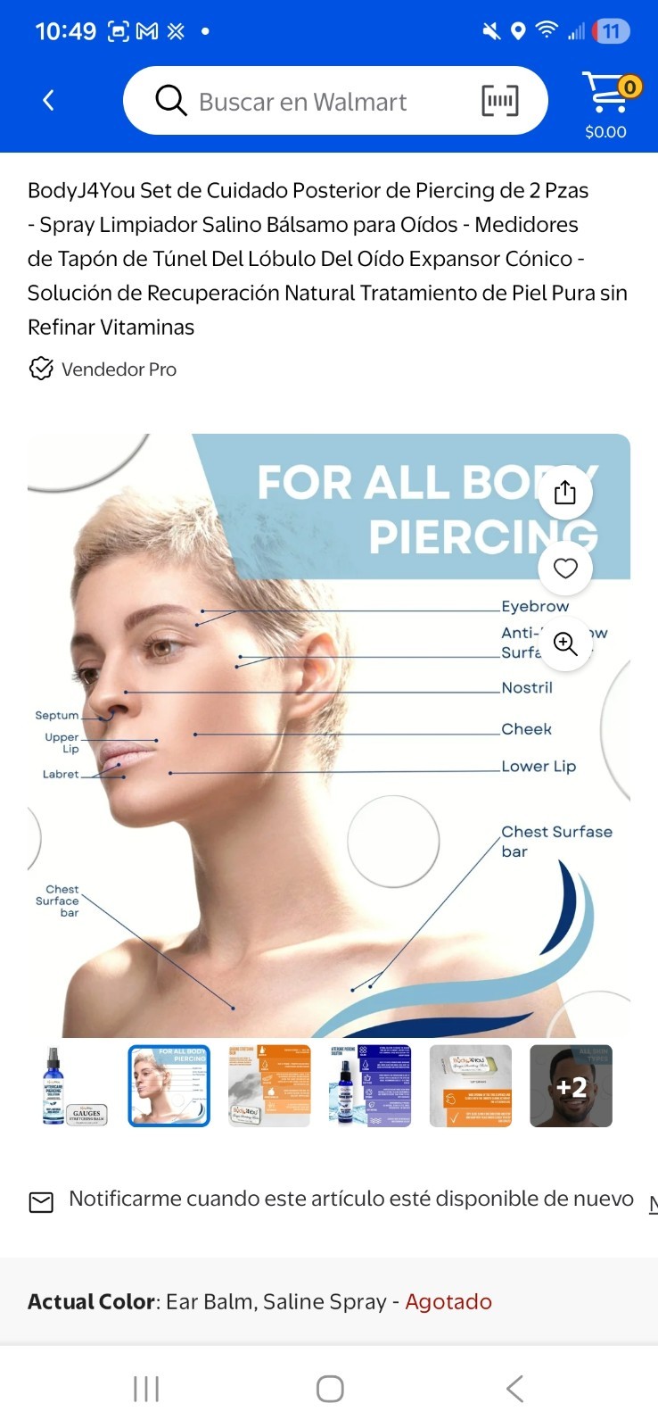 BodyJ4You Aftercare Piercing Solution & Gauges Stretching Balm Set - 2 Items