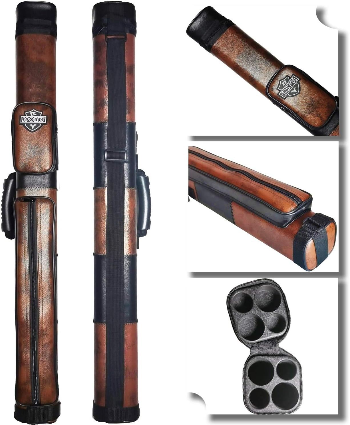 Square Pool Cue Case Hard 2x2 Billiard New