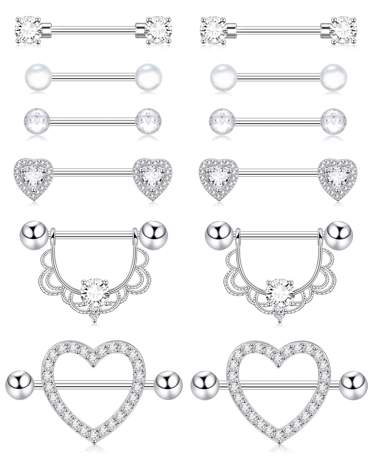 Shakalaka Surgical Steel Nipple Rings Body Piercing Jewelry for Women with Cu...