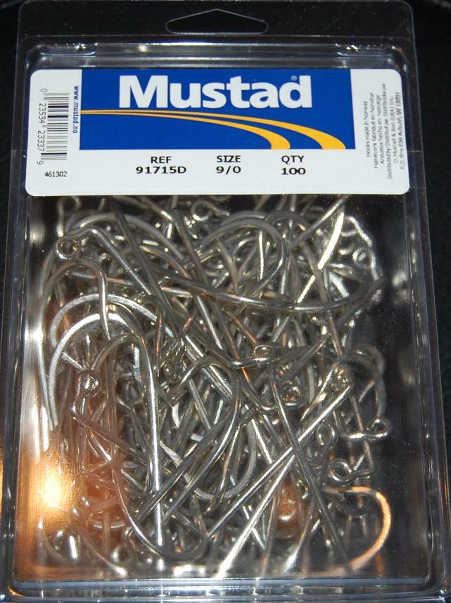 100 Mustad 91715D Size 9/0 Saltwater 90 Degree Jig Hooks Fits Do It Salt Molds