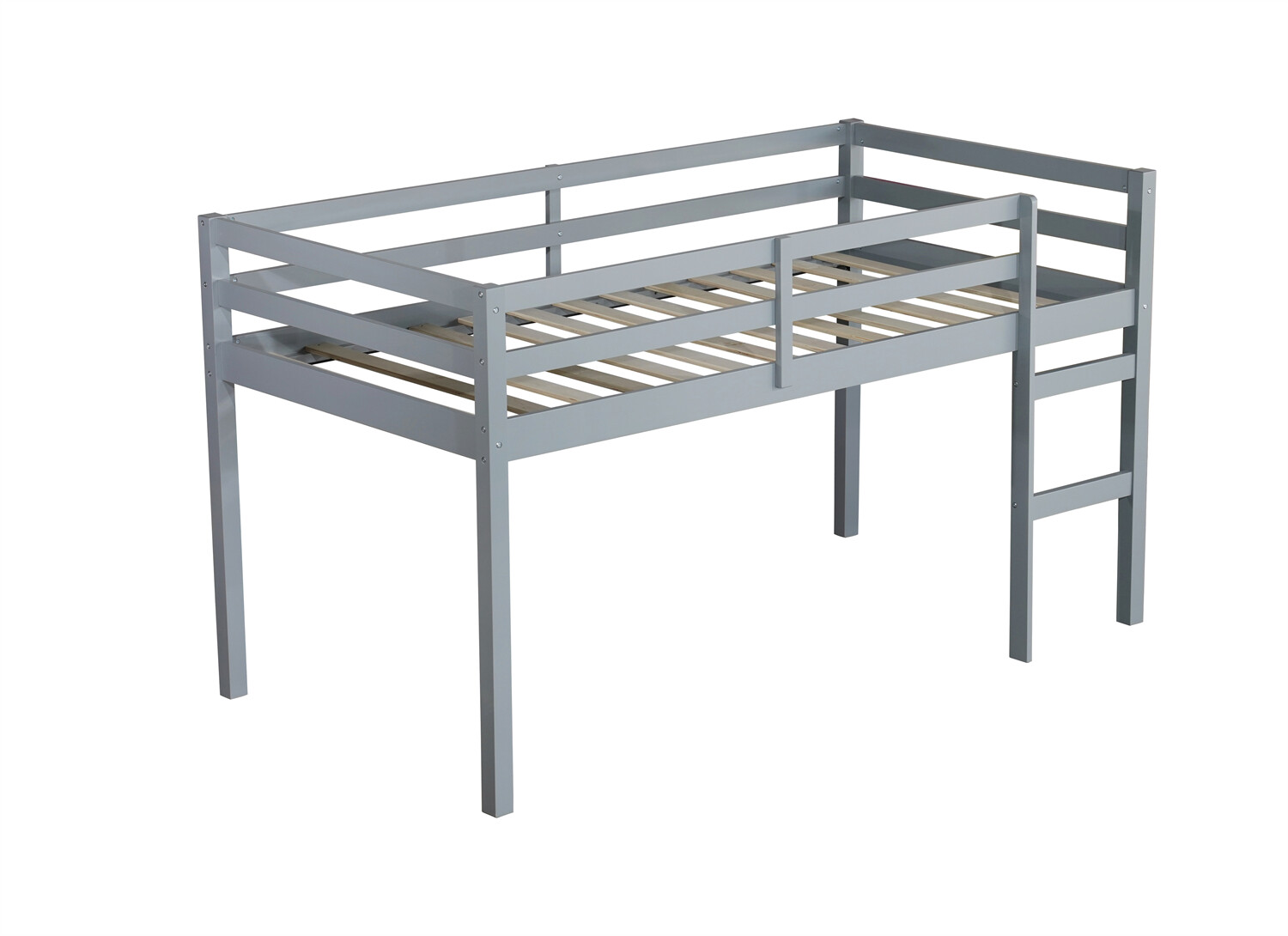 Twin Size Wood Loft Bed Frame Wood Bed Frame White/Grey/Espresso