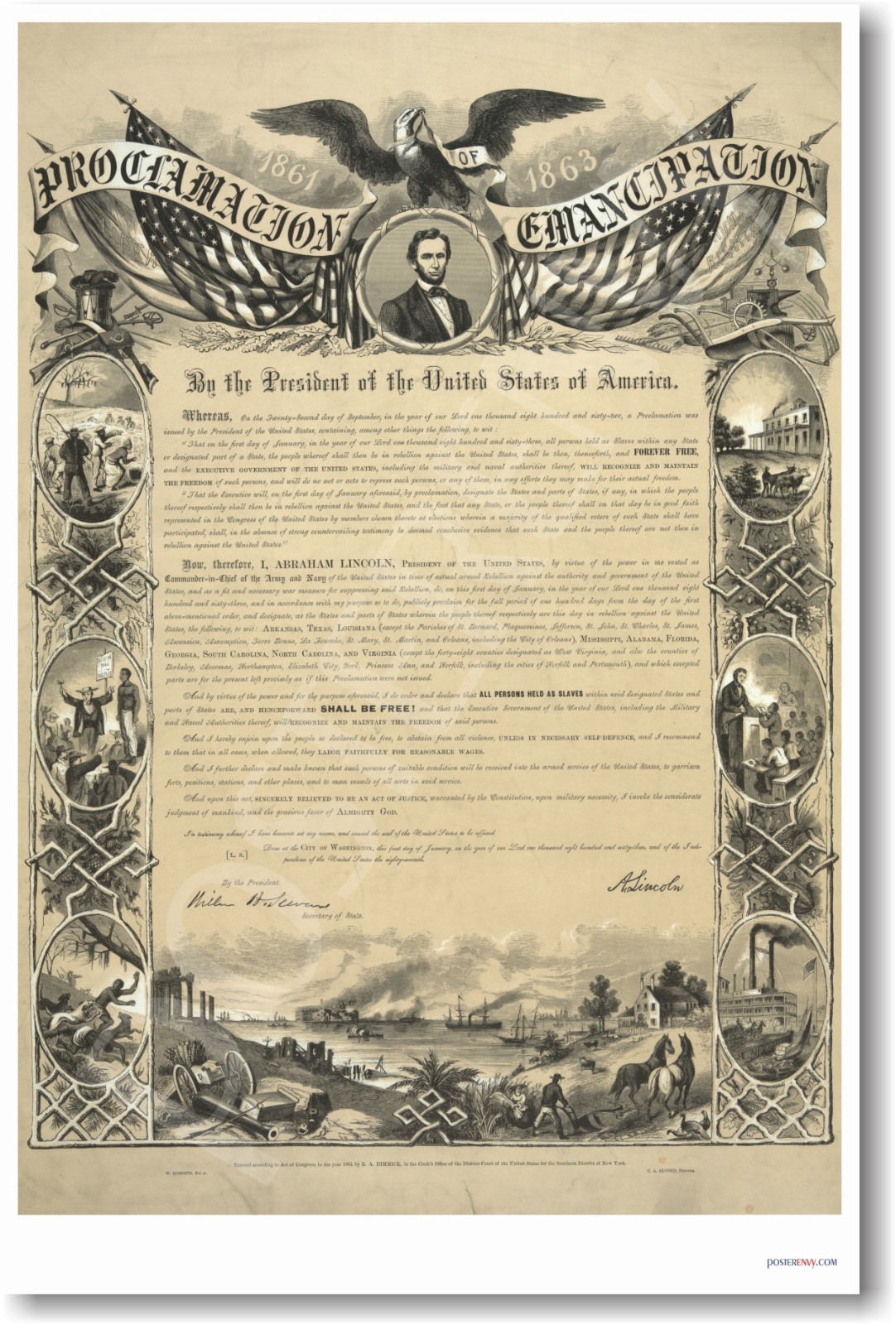Emancipation Proclamation Slavery Lincoln POSTER