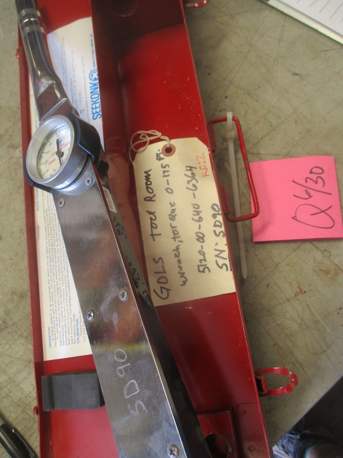 Used, Untested Seekonk Rigid Frame Torque Wrench 0-175lbs