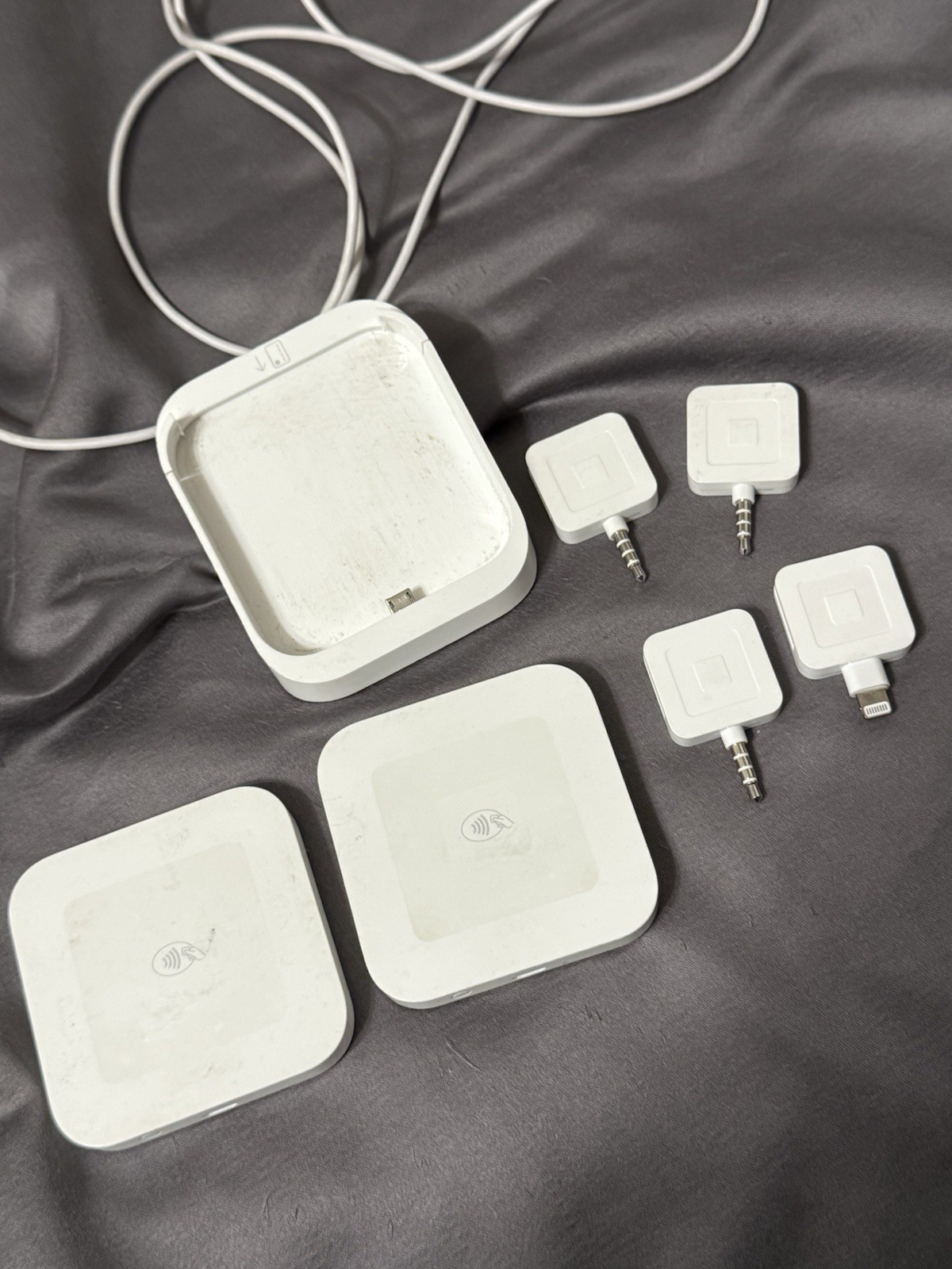 Square S6 Credit Card Reader Lot Of 2 w/ 1 Dock and 4  Magstripe Swipers
