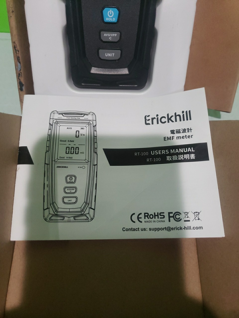 ERICKHILL RT-100 EMF Tester - Professional Electromagnetic Field Meter Open Box