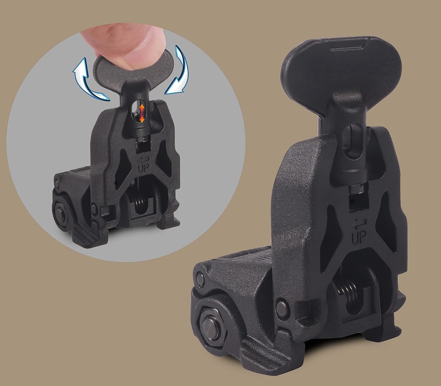 Gen 2 Front Rear Back Up Sight Set Folding Flip Up Sights Polymer For Picatinny