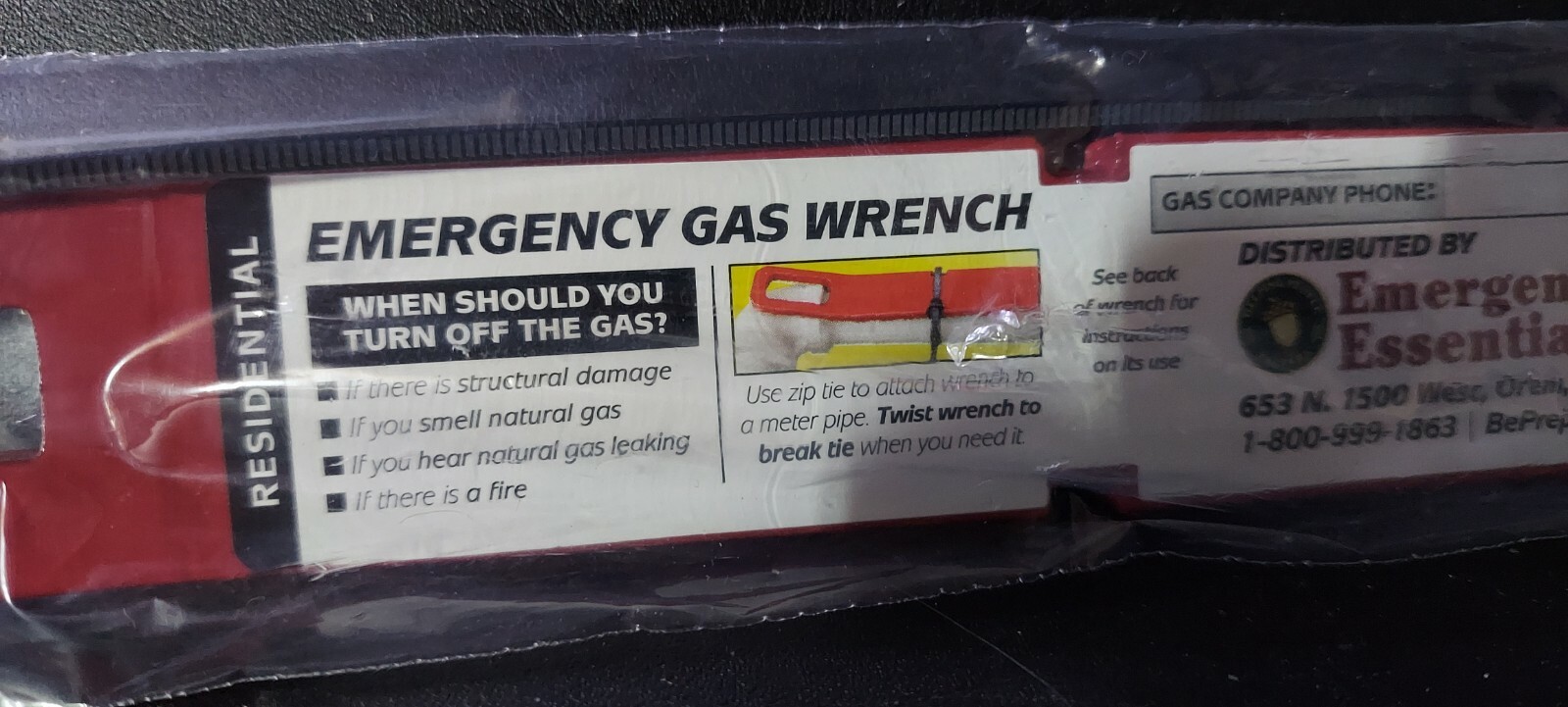 Emergency Gas Water Main Valve Shut-off Wrench Tool Plumbing Survival 1/2 & 3/4"