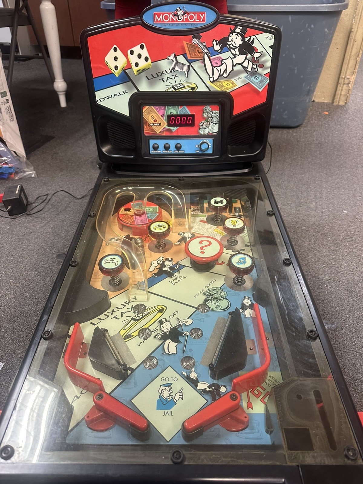 Vintage Monopoly Pinball Machine Game Deluxe Edition 2000 Hasbro Tested