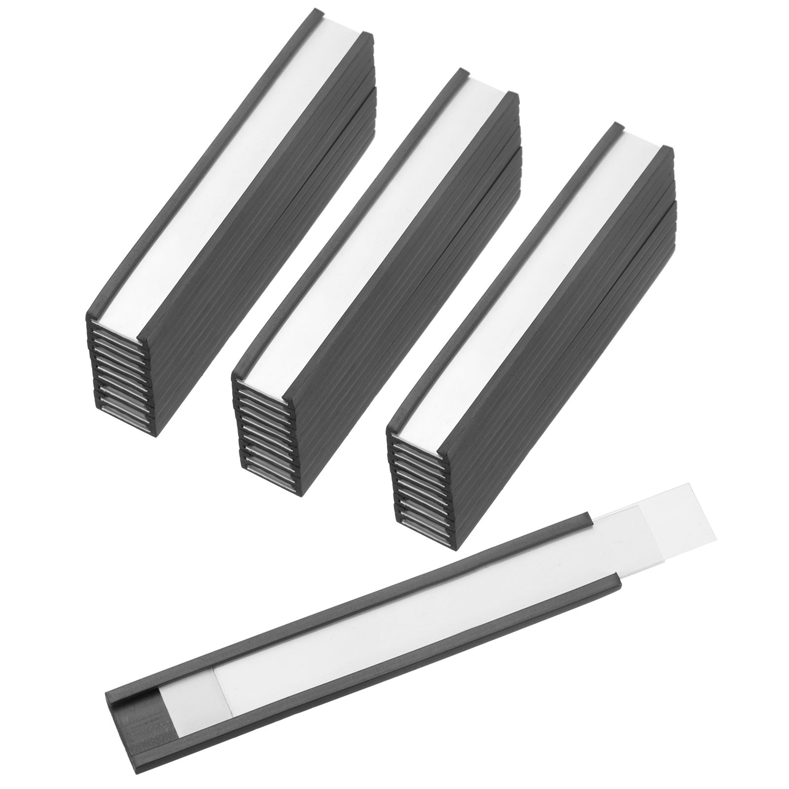 50 Pcs Magnetic Label Holder 3" x 0.5" with Paper Inserts C Channel