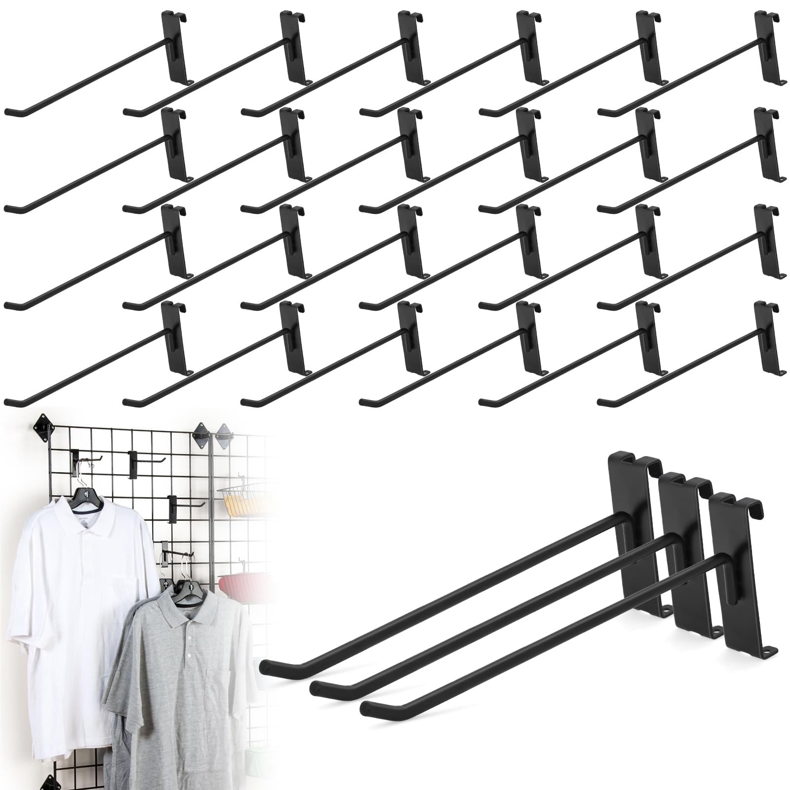 60 PCS Gridwall Hooks 10 Inch Display Panels Heavy Duty 20 Lbs Retail Black