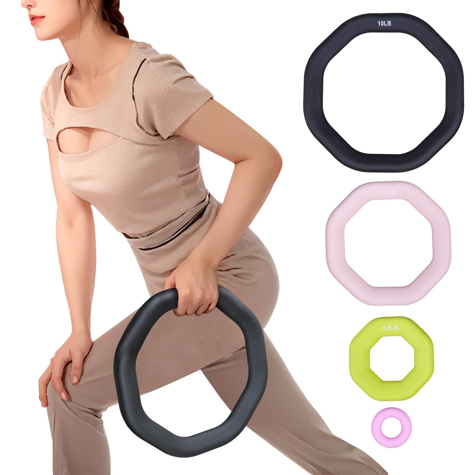 Weight Ring 2-in-1 Kettlebell & Dumbbell, cast iron+PVC coating, Yoga Exercis...