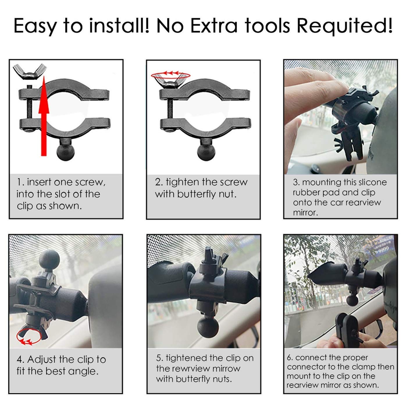 Universal Dash Cam Mount Rear View Mirror Holder with 16 Different Joints Com...