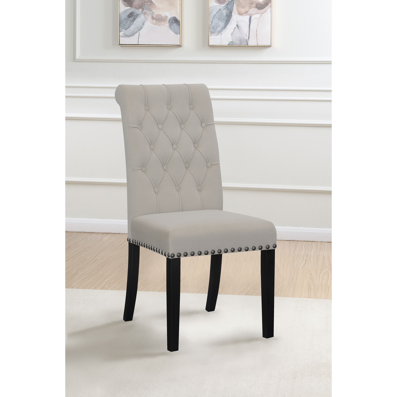 Sand and Rustic Espresso Tufted Side Chairs