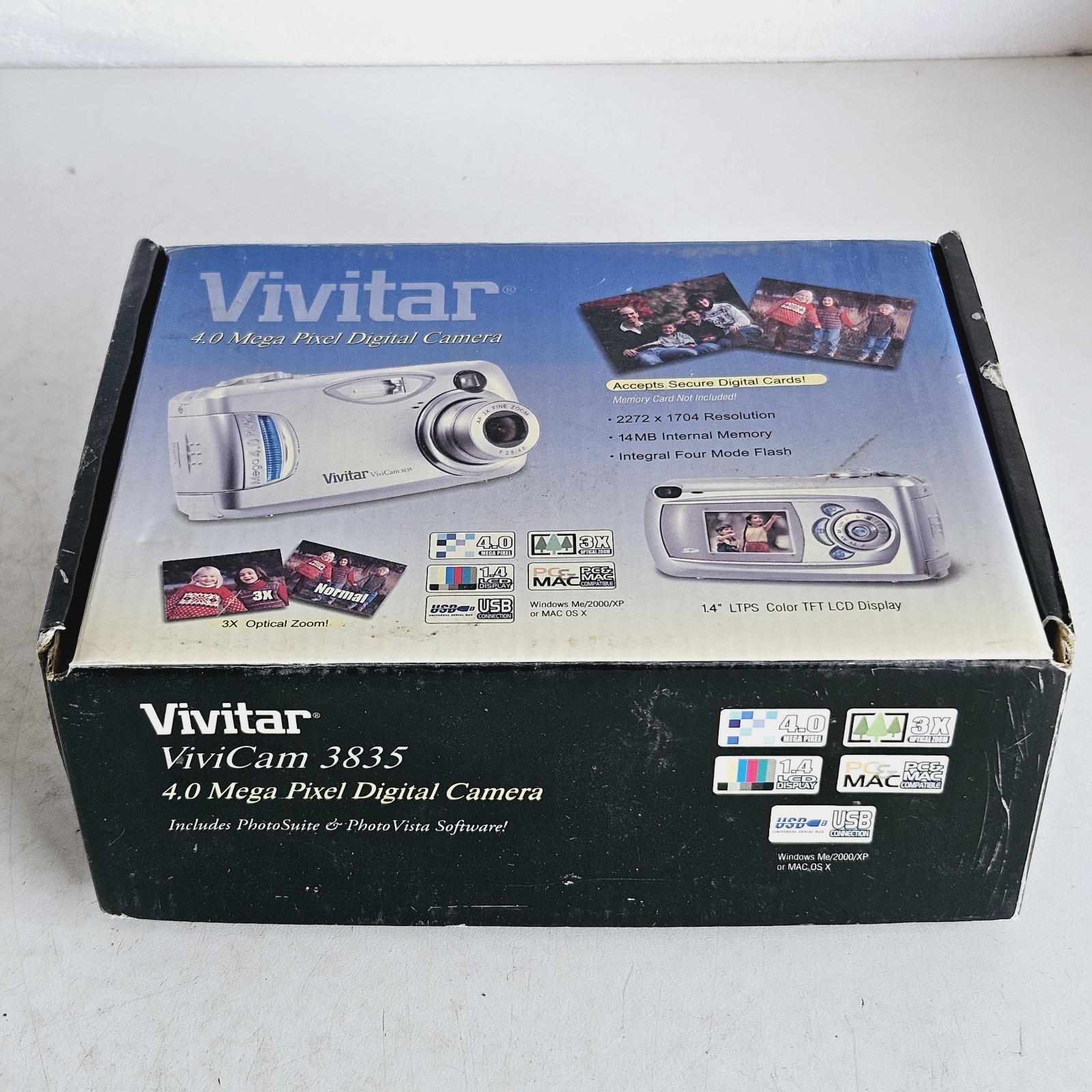 Vivitar Vivicam 3835 4.0MP Compact Digital Camera Silver Boxed Tested & Working