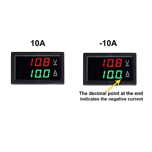 Volt Amp Meter, DC 5-100V 100A Dual Display Current Voltage Meter, Digital