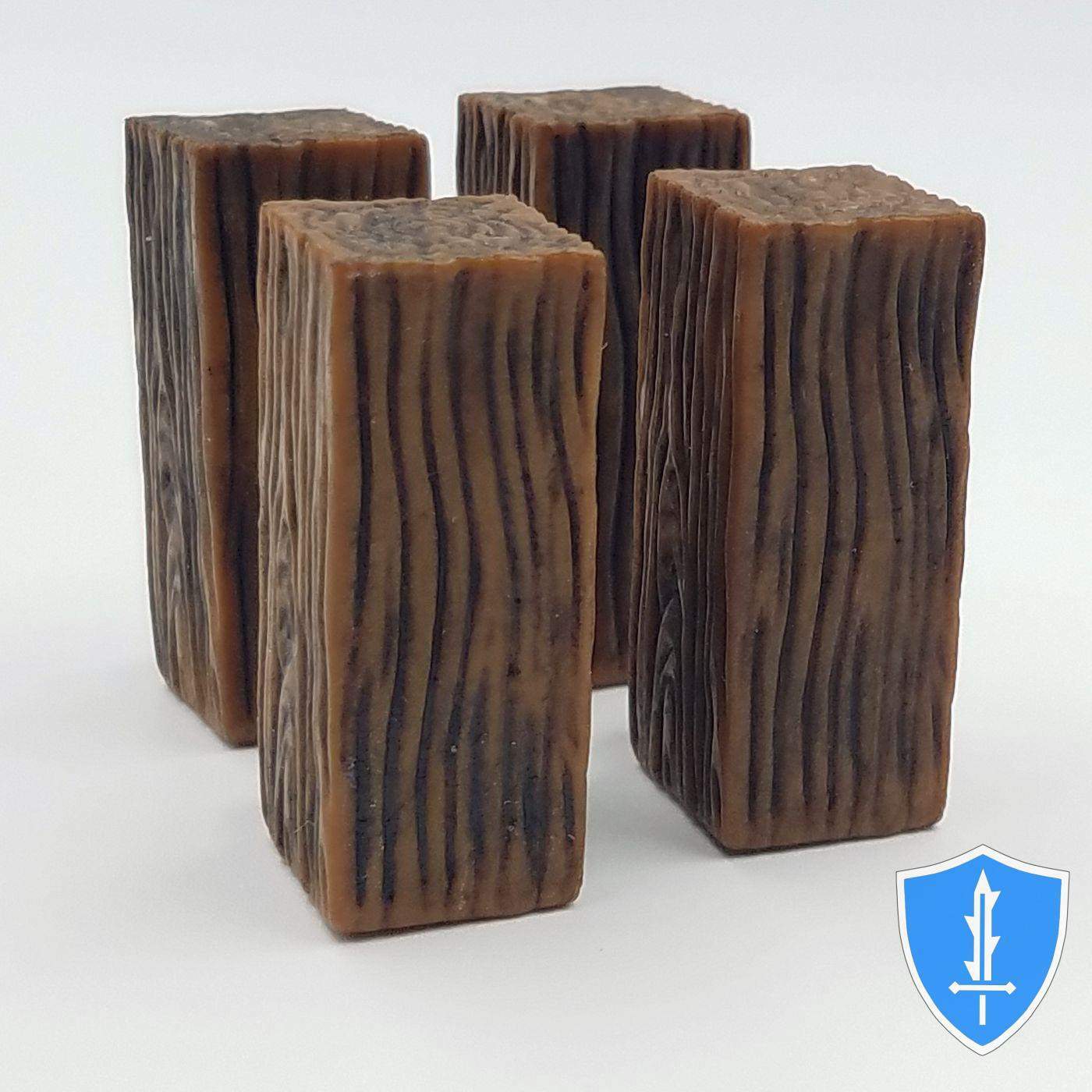 Wood Corner Post x4 - WizKids WarLock Tiles D&D Dungeon 1" Tall Terrain