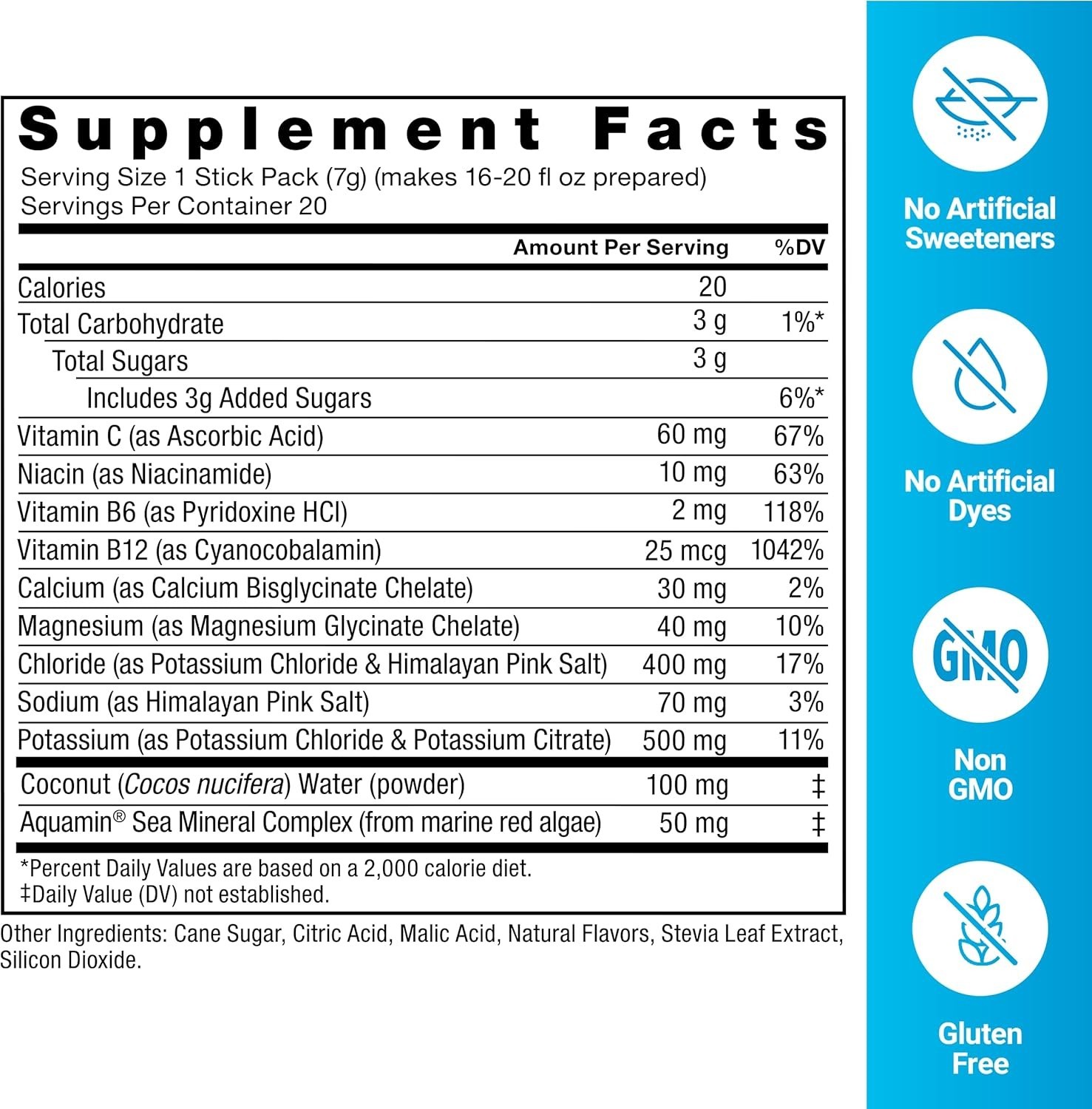 Force Factor Liquid Labs Rapid Hydration Electrolyte Drink Mix Lemon-Lime 20