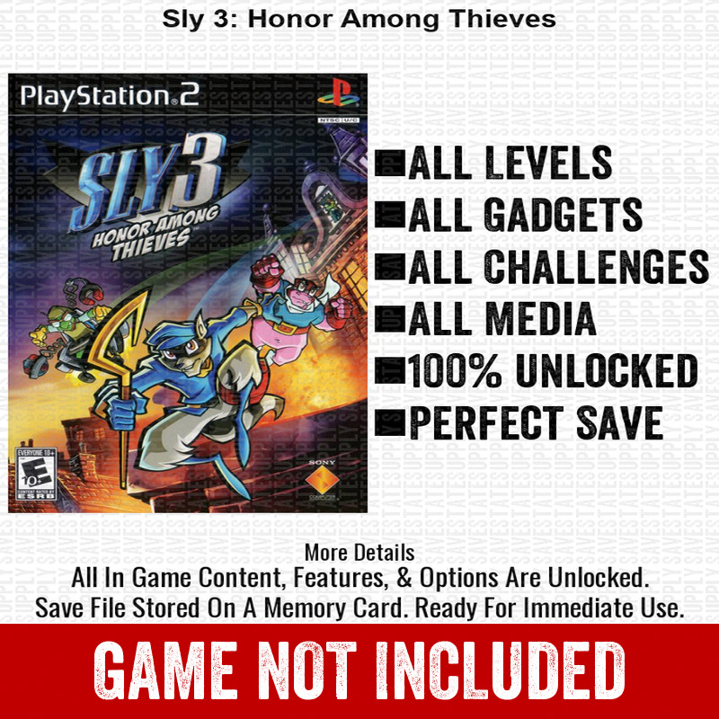 Sly 3 Honor Among Thieves 100% PS2 Memory Card All CHEATS ITEMS