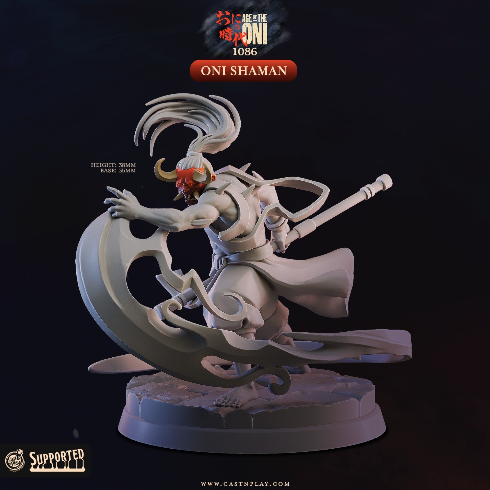 Oni Shaman | Dungeons and Dragons D&D 28-32mm Devil Tabletop Miniatures
