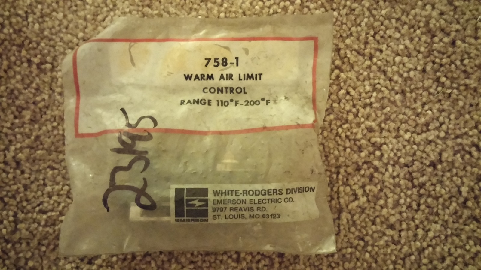 WHITE-RODGERS 758-1 WARM AIR LIMIT CONTROL NOS