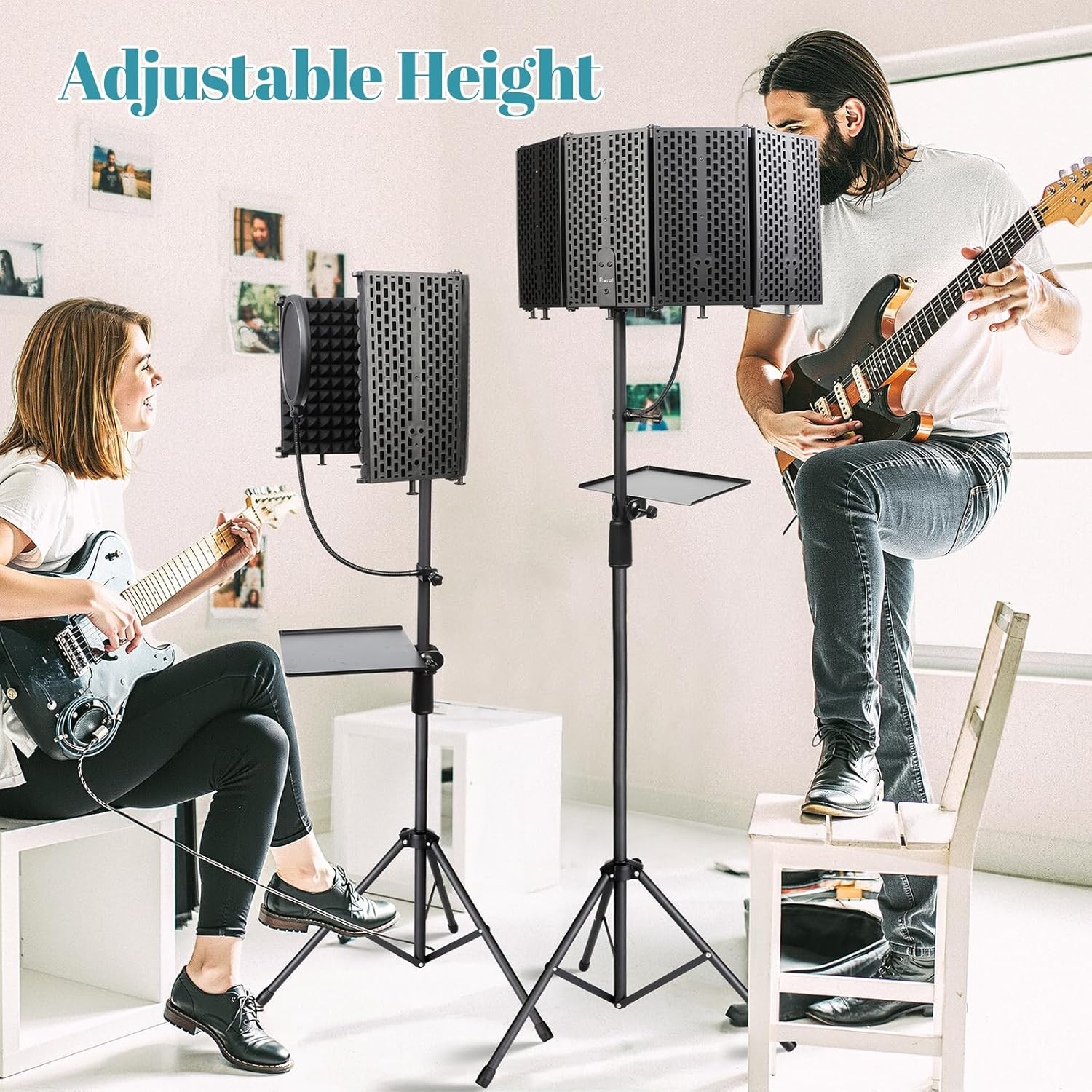 Microphone Stand with Isolation Shield,Recording Studio Equipment with Pop