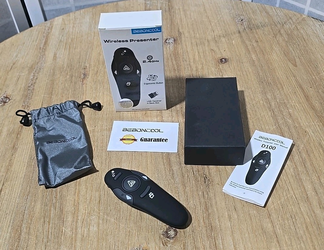 [L@@K] --  BEBONCOOL WIRELESS PRESENTER X000RMQF07 MODEL NO: D100 2.4GHz Open Bx