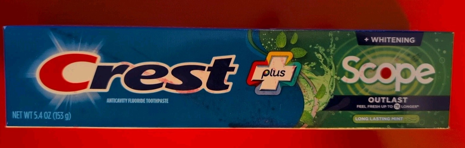 Crest Complete PLUS Whitening Scope Long Lasting Mint Toothpaste 5.4 oz Exp 7/28
