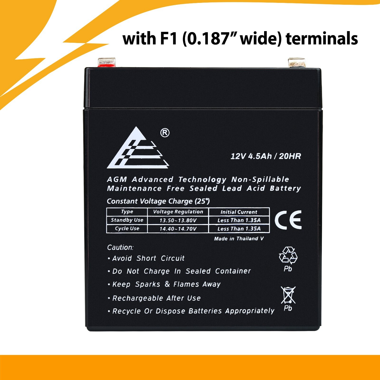 2 Pack - 12V 4.5Ah Replacement Scooter Battery for Enduring CB4.5-12, CB 4.5-12