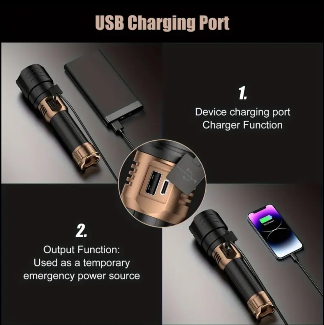 SKYFIRE LED Flashlight Rechargeable Zoom Waterproof Super Bright