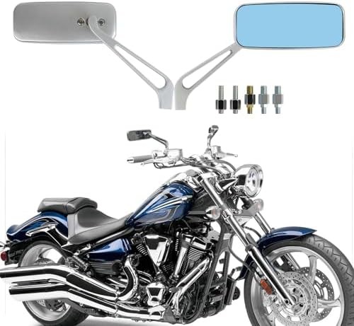 Silver Rectangle Motorcycle Rearview Side Mirrors 10mm 8mm Compatible with Honda