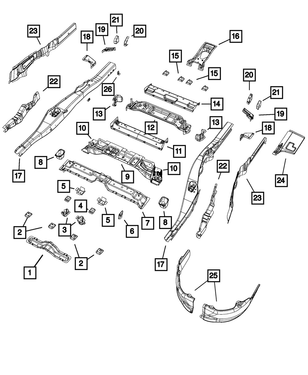 Genuine Mopar Rear Seat Cross-Member 68038994AA