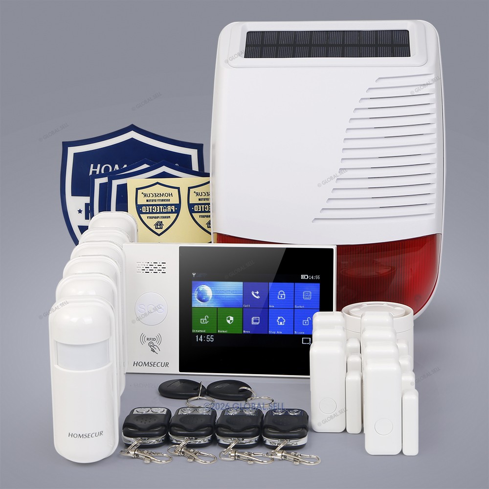 HOMSECUR Wireless 17Piece 4G+WiFi Home RFID Alarm System+Wired Siren+Flash Siren