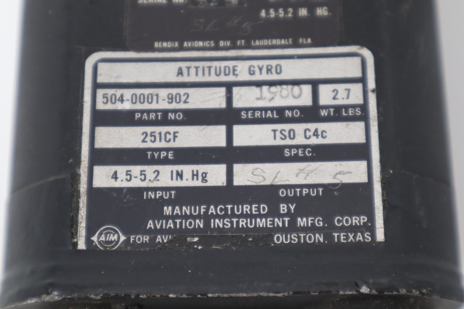 Bendix Avionics AIM 251CF Attitude Gyro 504-0001-902